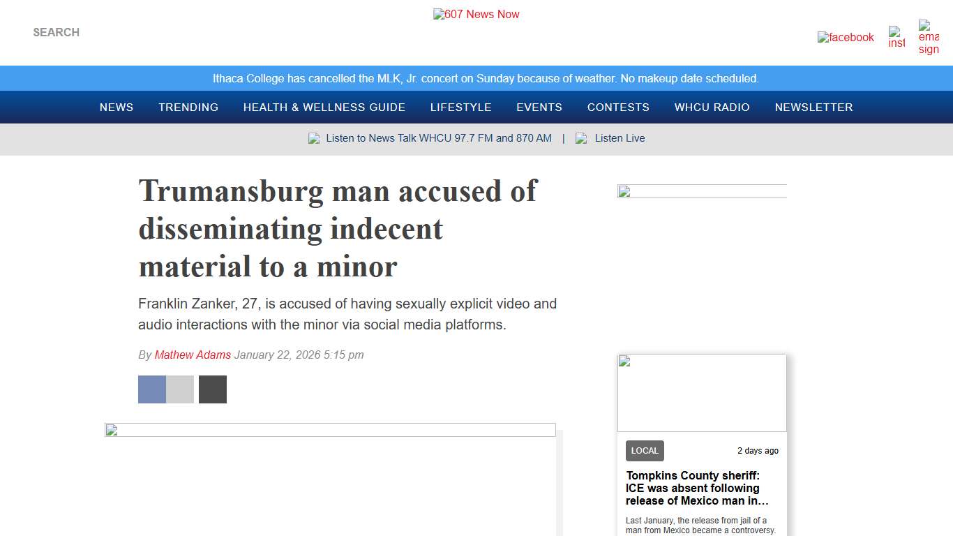 Trumansburg man accused of disseminating indecent material to a minor - 607 News Now